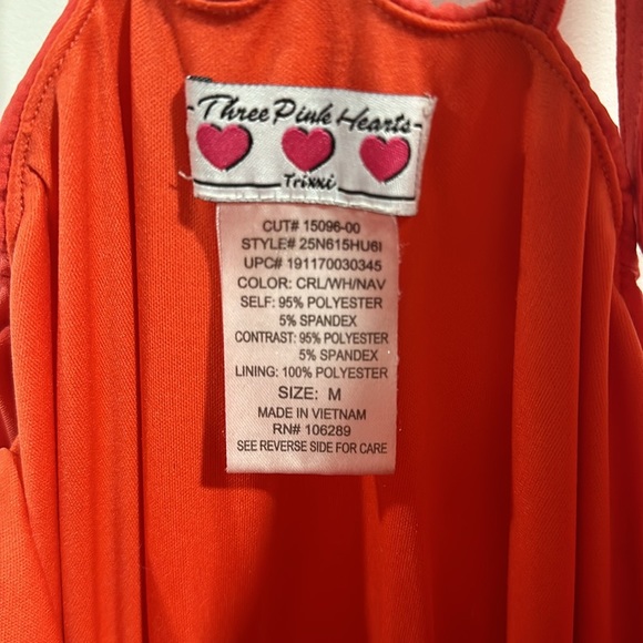 Three Pink Hearts by Trixxi Coral with Chevron Pattern Maxi Dress - Picture 4 of 6